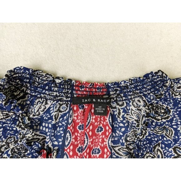 ZAC & RACHEL - WOMEN'S BLUE & RED PRINT SLEEVELESS TUNIC TANK TOP - SIZE M - Picture 5 of 8